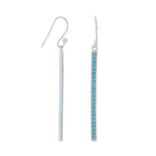 Load image into Gallery viewer, Rhodium Plated Nano Turquoise Bar Earrings