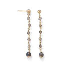 Cargar imagen en el visor de la galería, 14 Karat Gold Plated Post Earrings with Labradorite Beads