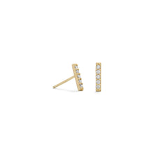 Load image into Gallery viewer, 14 Karat Gold Plated Mini CZ Bar Studs