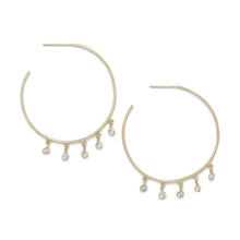 Load image into Gallery viewer, 14 Karat Gold Plated Dangling CZ Hoops