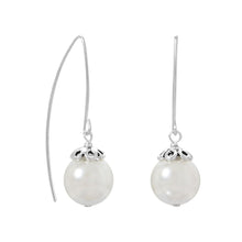 Load image into Gallery viewer, Sterling Silver Glass Pearl Wire Earrings