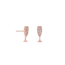 Load image into Gallery viewer, 14 Karat Rose Gold Plated CZ Champagne Glass Stud Earrings