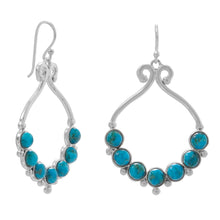 Load image into Gallery viewer, Polished Reconstituted Turquoise Outline and Bead Design French Wire Earrings