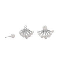 Load image into Gallery viewer, Rhodium Plated CZ and Cultured Freshwater Pearl Front/Back Earrings