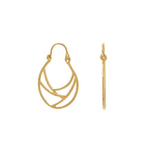 Cargar imagen en el visor de la galería, 14 Karat Gold Plate Line Wire Design Hoop Earrings