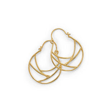 Cargar imagen en el visor de la galería, 14 Karat Gold Plate Line Wire Design Hoop Earrings