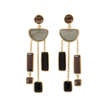 Cargar imagen en el visor de la galería, 14 Karat Gold Plated Multi Stone Post Earrings