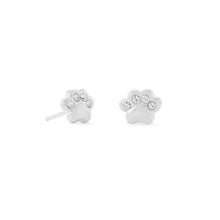 Load image into Gallery viewer, Polished Crystal Paw Print Stud Earrings