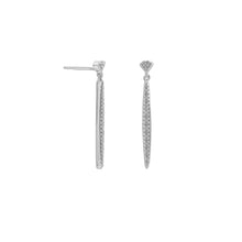 Load image into Gallery viewer, Rhodium Plated Vertical Bar Post Earrings with Diamonds