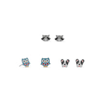 Load image into Gallery viewer, Owl, Raccoon and Dog Earring Set