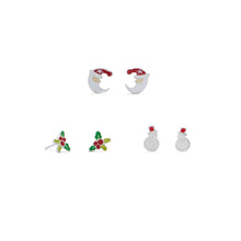 Cargar imagen en el visor de la galería, Santa, Holly and Snowman Earring Set