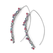 Load image into Gallery viewer, Rhodium Plated Marquis Wire Beaded Earring