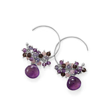 Load image into Gallery viewer, Plum Perfect! Rhodium Plated Multi Stone Beaded Wire Earring