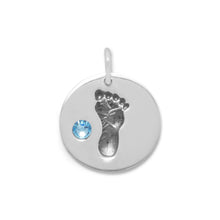 Load image into Gallery viewer, Footprint Charm with Blue Crystal