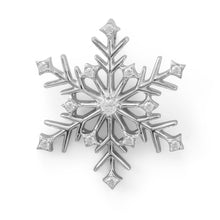 Load image into Gallery viewer, Rhodium Plated 6 Point CZ Snowflake Slide