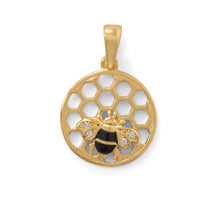 Cargar imagen en el visor de la galería, &quot;BEE Mine!&quot; 14 Karat Gold Plated Honeycomb with Bee Pendant