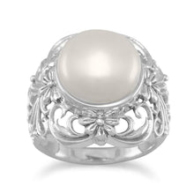 Cargar imagen en el visor de la galería, Ornate Cultured Freshwater Pearl Ring