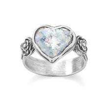 Load image into Gallery viewer, Roman Glass Heart Ring
