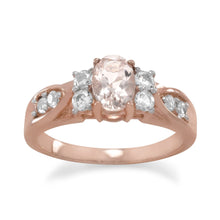 Load image into Gallery viewer, 14 Karat Rose Gold Plated Morganite and White Topaz Ring