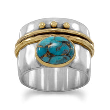 Cargar imagen en el visor de la galería, Two Tone Stabilized Turquoise Ring