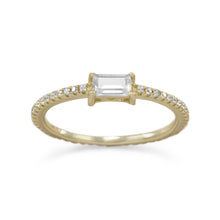 Load image into Gallery viewer, 14 Karat Gold Plated Rectangle CZ Ring