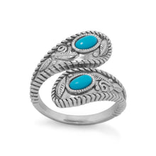 Load image into Gallery viewer, Rhodium Plated Turquoise Wrap Ring