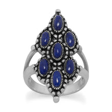Load image into Gallery viewer, Ornate Oxidized Lapis Ring