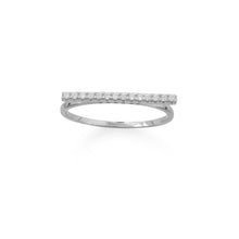 Load image into Gallery viewer, Rhodium Plated CZ Bar Ring