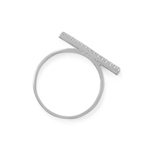 Rhodium Plated CZ Bar Ring