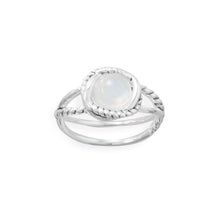 Load image into Gallery viewer, Criss Cross Band Rainbow Moonstone Ring