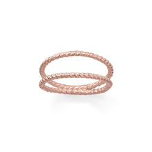 Load image into Gallery viewer, 14 Karat Rose Gold Plated Rope Twist Double Band Ring