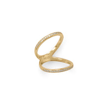 Load image into Gallery viewer, 14 Karat Gold Plated CZ Double Band Knuckle Ring