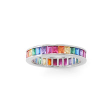 Load image into Gallery viewer, Rhodium Plated Rainbow CZ Ring