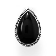 Cargar imagen en el visor de la galería, Large Black Onyx with Beaded Edge Ring