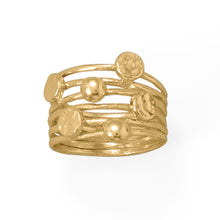Load image into Gallery viewer, Serving Looks! 14 Karat Gold Plated 6 Row Disc Ring