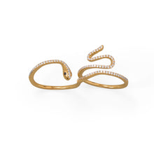 Load image into Gallery viewer, Sassy Serpent! 14 Karat Gold Plated CZ Wrap Snake Ring