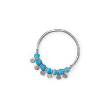Cargar imagen en el visor de la galería, Rhodium Plated Synthetic Turquoise Bead and Disk Ring