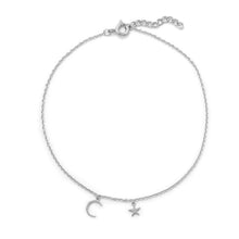 Load image into Gallery viewer, &quot;My Moon and Stars&quot; Rhodium Plated Anklet