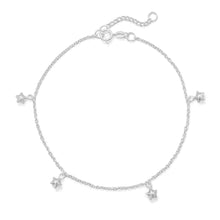 Load image into Gallery viewer, 9&quot;+1&quot; Polished 5 Star Charm Anklet