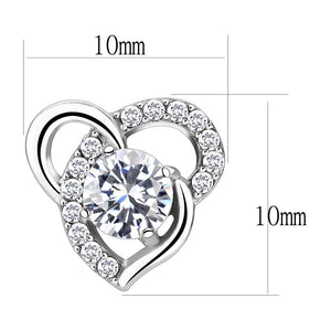 DA078 - High polished (no plating) Stainless Steel Earrings with AAA Grade CZ  in Clear