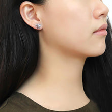 Cargar imagen en el visor de la galería, DA078 - High polished (no plating) Stainless Steel Earrings with AAA Grade CZ  in Clear