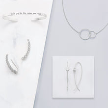 Load image into Gallery viewer, Rhodium Plated Thin Wire with Bezel CZ Earrings