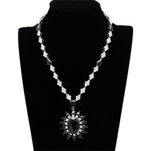 Load image into Gallery viewer, LO2330 - Rhodium Brass Jewelry Sets with AAA Grade CZ  in Jet