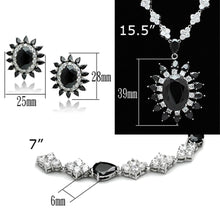 Load image into Gallery viewer, LO2330 - Rhodium Brass Jewelry Sets with AAA Grade CZ  in Jet
