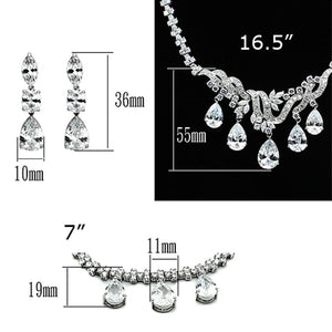 LO2334 - Rhodium Brass Jewelry Sets with AAA Grade CZ  in Clear