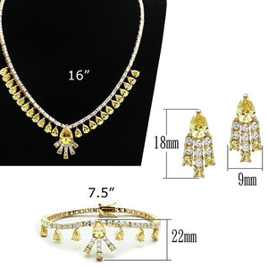 LO2429 - Gold Brass Jewelry Sets with AAA Grade CZ  in Topaz