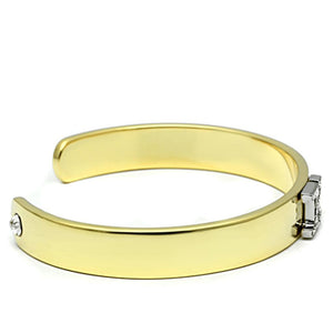 LO2580 - Gold+Rhodium White Metal Bangle with Top Grade Crystal  in Clear