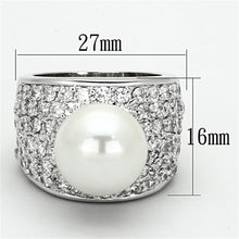 Load image into Gallery viewer, LO2951 - Rhodium Brass Ring with Synthetic Pearl in White