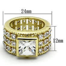 Cargar imagen en el visor de la galería, LO3002 - Gold+Rhodium Brass Ring with AAA Grade CZ  in Clear