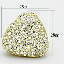 Cargar imagen en el visor de la galería, LO3024 - Gold Brass Ring with Top Grade Crystal  in Clear